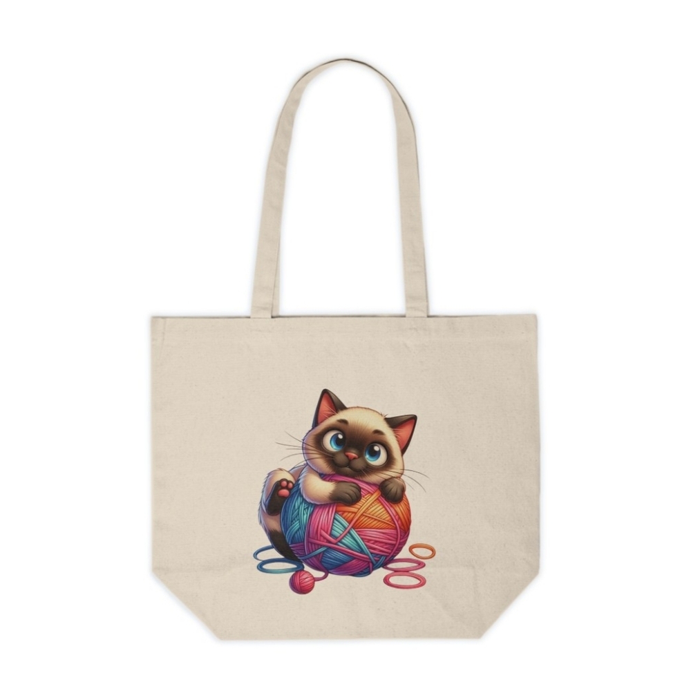Cat In A Ball of Yarn Custom Canvas Tote Bag